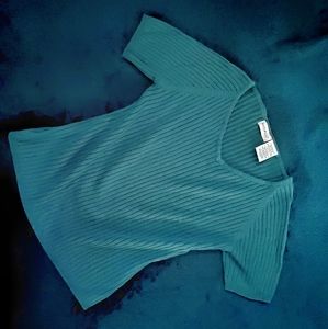 Blue Grey Knit V-Neck Top - White Stag